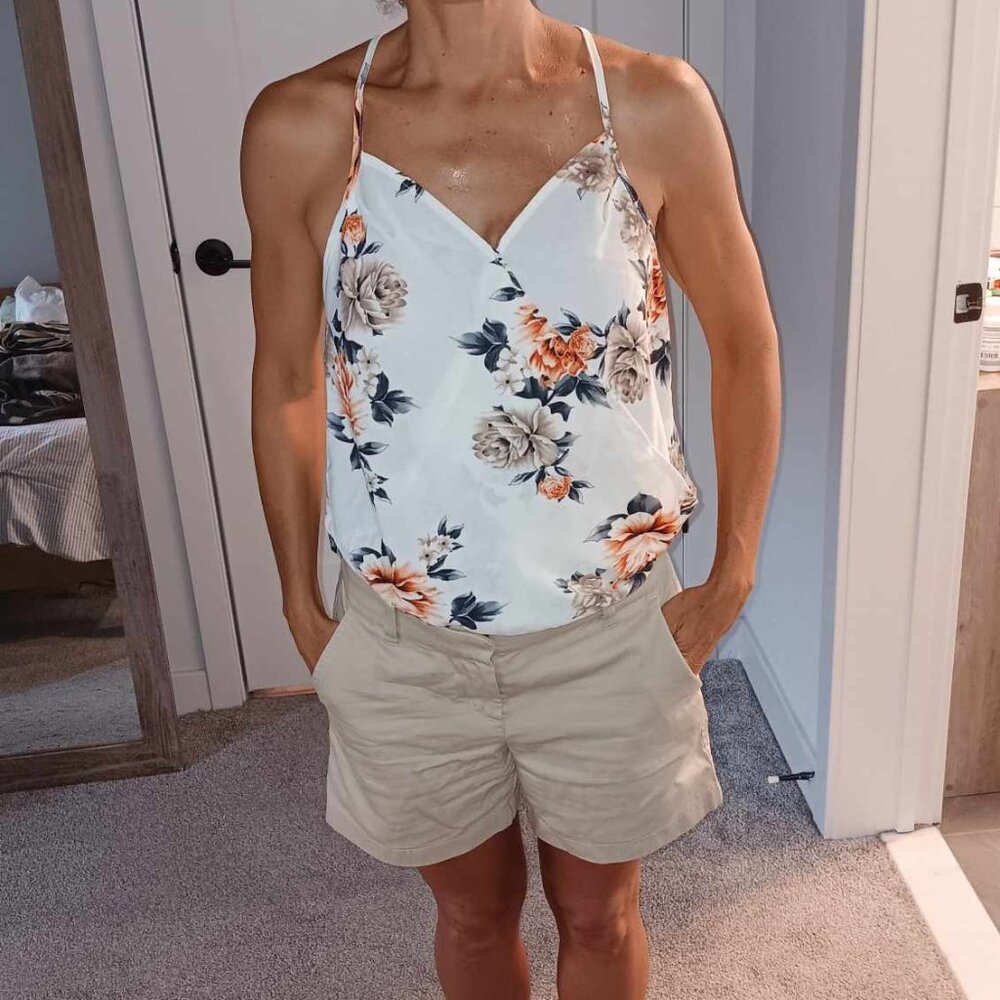 Strappy, floral blouse